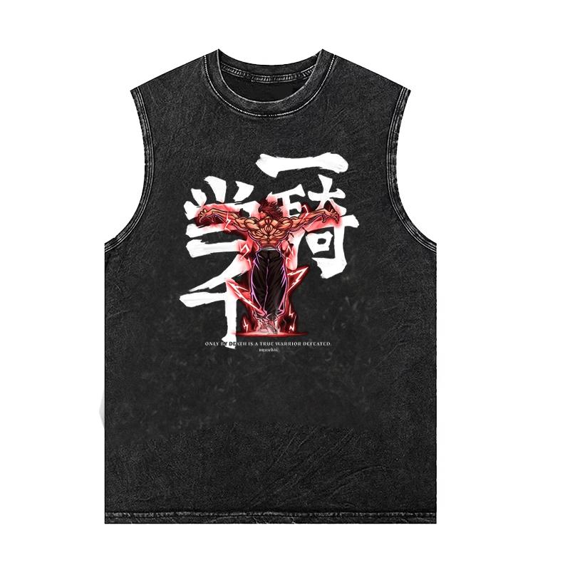 Gojo Jujutsu Anime Men's Tank Top Women's Oversized Vintage Washed Sleeveless Vest Cotton T Shirt Clothes Summer
