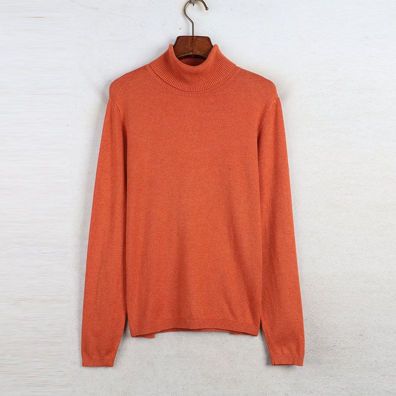 

Sunshine Home Autumn and Winter New Foreign Trade European and American Plus size women clothing Turtleneck Long sleeve Solid Base Sweater Knit Orange Red 0: Bust size 92-102