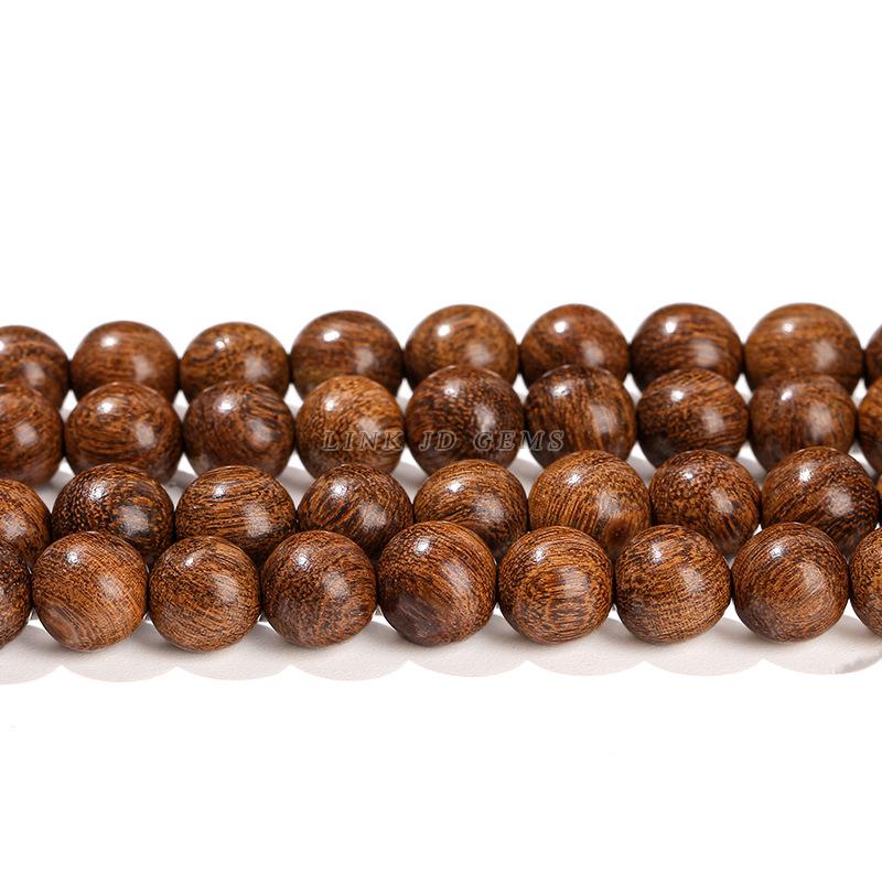 Golden Sandalwood Round Beads - Loose Wooden Beads for DIY Buddhist Jewelry & Accessories