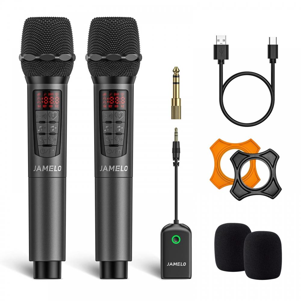

JAMELO 2.4GHz 6.35mm 3.5mm беспроводной микрофон перезаряжаемый динамический микрофон 6 микрофон с режимом rev