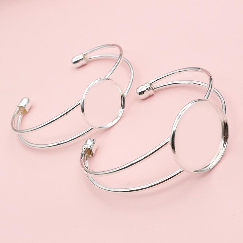2 Stück 20mm 25mm Innenmaß DIY Armreif Armband Cabochons Leere Basis Fassung Schale Lünette DIY Schmuckherstellung Zubehör Zubehörteile