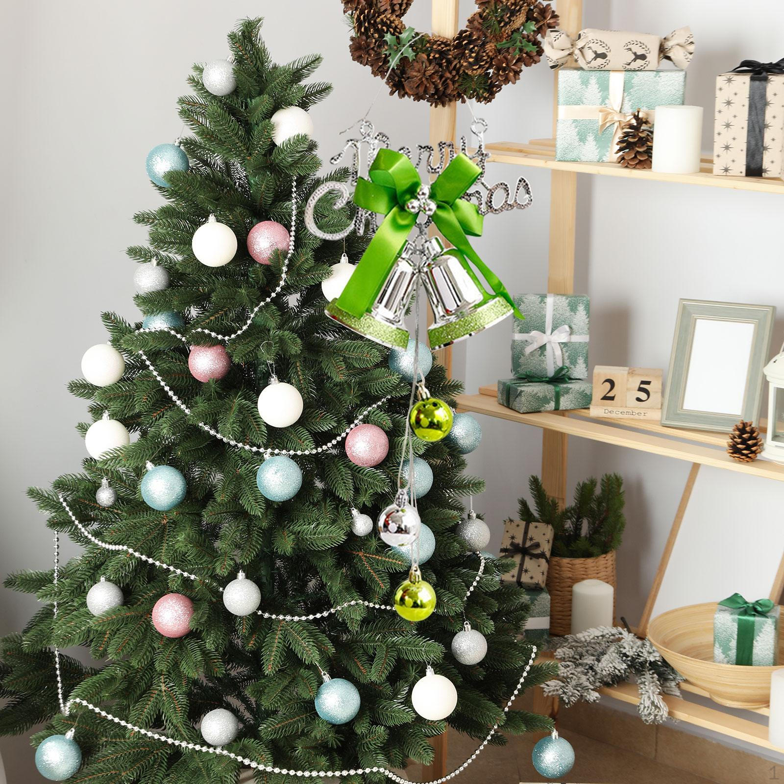 

Christmas Bell Hanging Ornament Tree Craft with Snow and Bowknot Decoration for зелёный