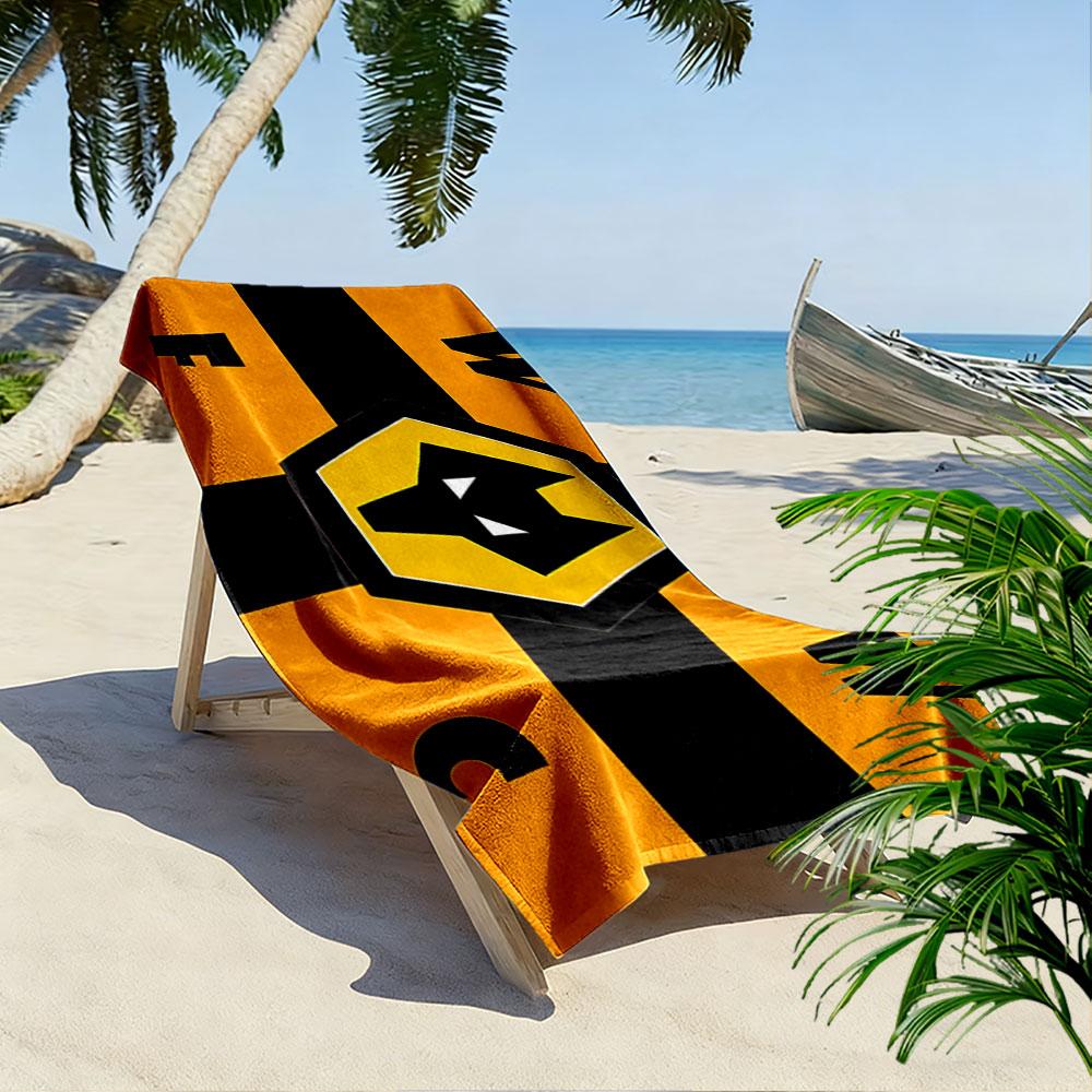 Giant Beach Towel with Wolves FC Hexagon Wolf Logo, Quick Dry Microfiber, Soft and Absorbent, for Beach Pool Travel Gift