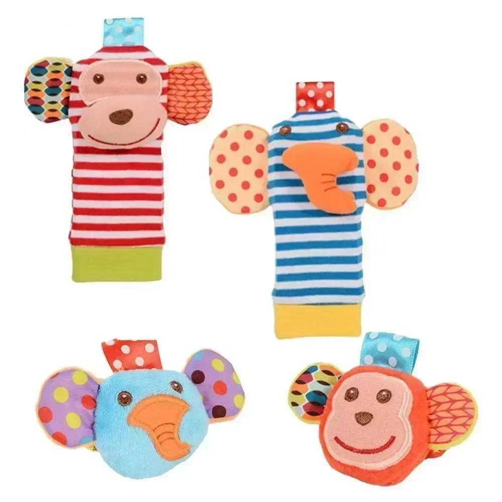 Non-Toxic 0-12 Months Baby Toy Baby Rattles Toys Animal Socks Wrist Strap +Rattle Kids Foot Socks Bug Wrist Strap Baby Socks Pacifier Toys