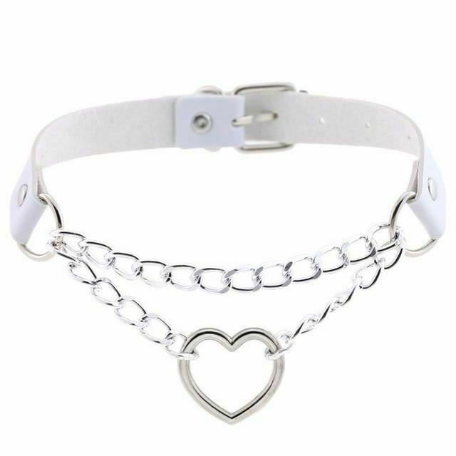 Day Collar Heart Pendant Choker Silver Chain Necklace Collars & Leashes