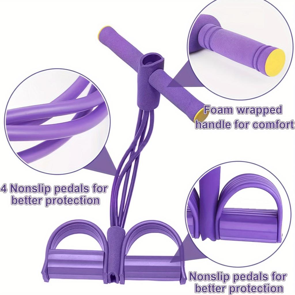 Foot Pedal Tension Bands Home Gym Resistance Bands 4 Elastic Pull Straps Tension Rope For Full Body Workouts And Abdominal