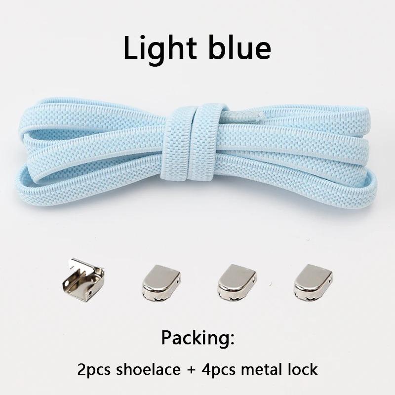 1 Pair Flat Shoe Laces For Sneakers Elastic Shoelaces Without Ties Press The Metal Lock Lazy Shoes Lace Rubber Band Accessories