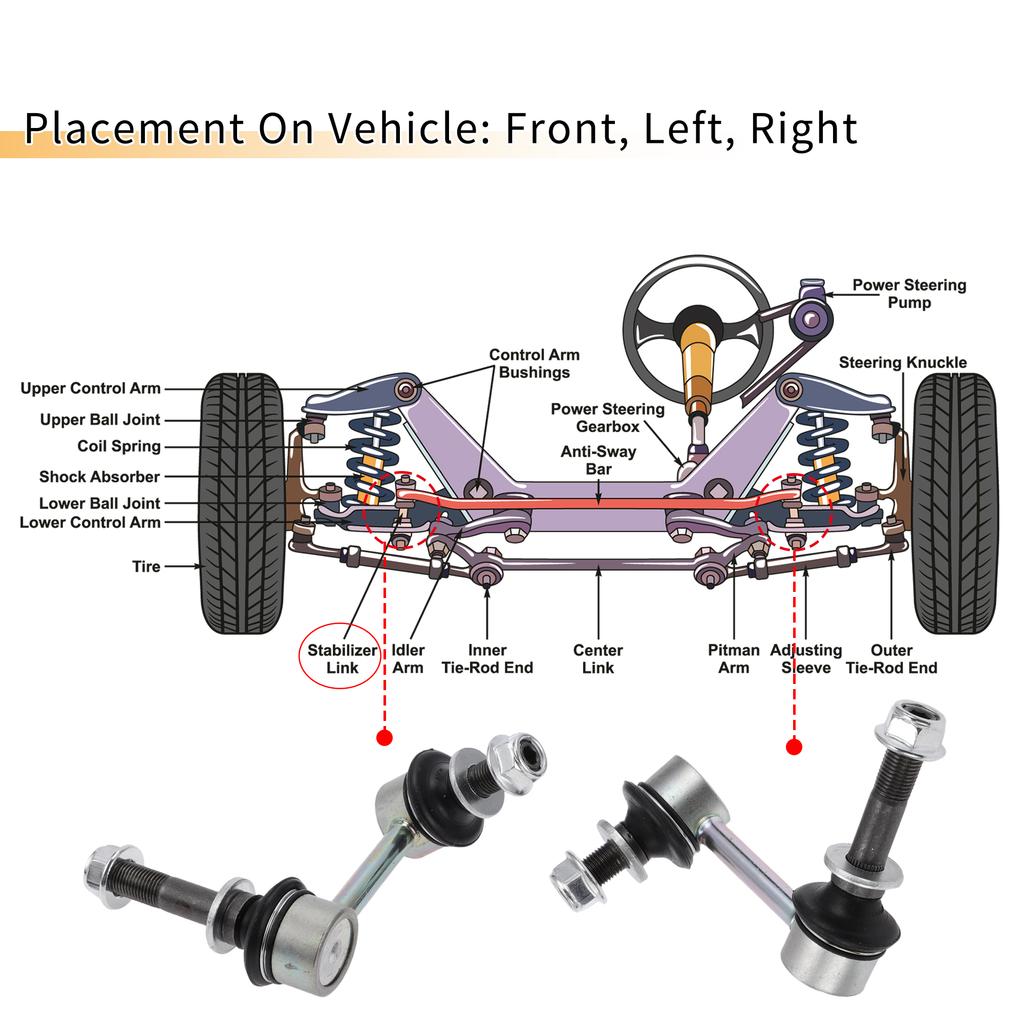 UXCELL 2pcs Car Front Stabilizer Sway Bar Link for Lexus IS250 No.4881030070/4882030090
