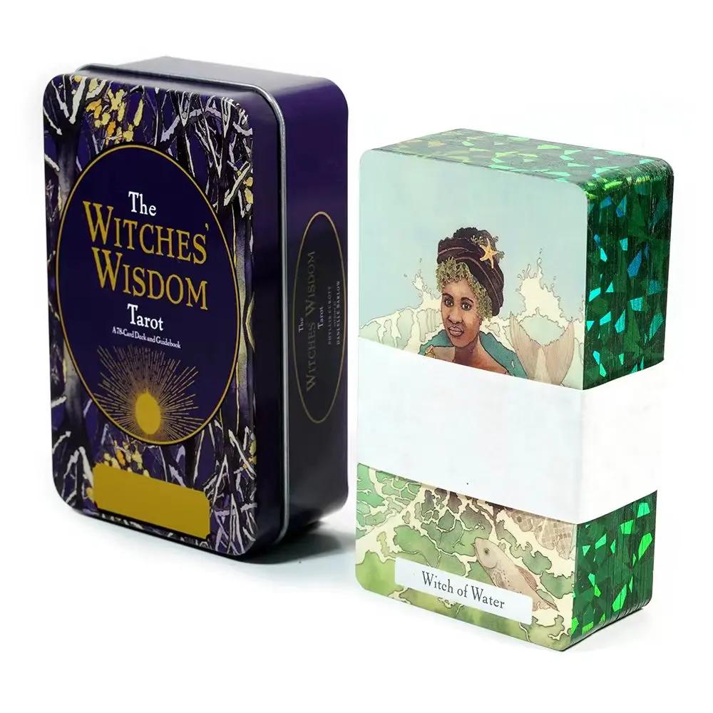 Wondering spirit Tarocchi 78 pezzi in una scatola di latta con bordo placcato in oro Carte dei tarocchi per la divinazione Mazzo di tarocchi Bellissima confezione