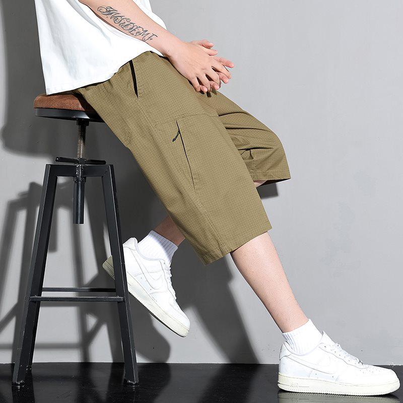 

Men s Casual Summer Workwear Shorts - Trendy, Loose-Fit, Suitable for Middle-Aged and Young Men L хакі