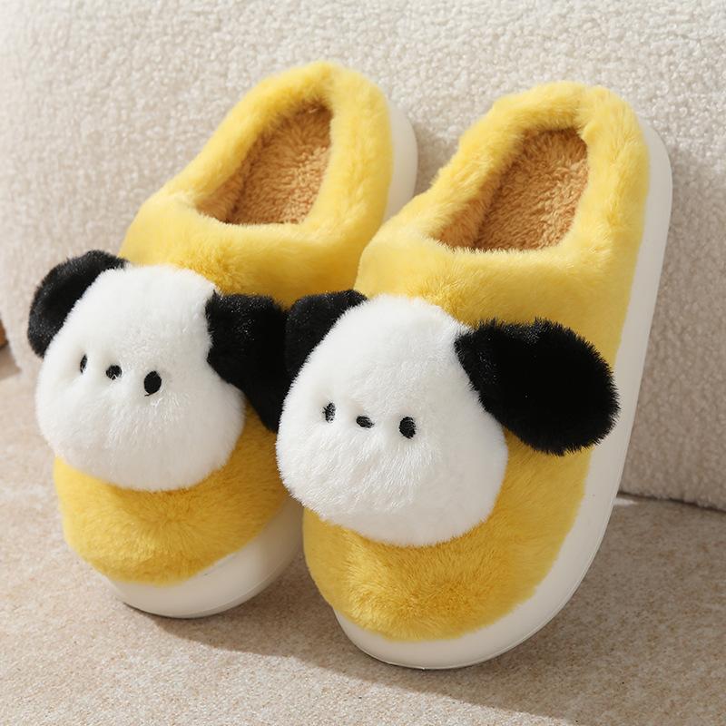 Cotton slippers female cute cartoon bag head non-slip wool slippers winter warm thick-soled confinement shoes