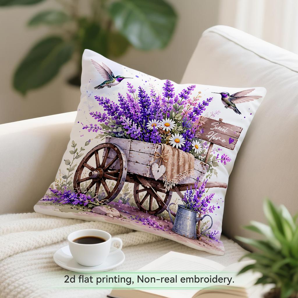 Lavender Flower Language Series Cushions Pillowcase Polyester Cushion Cover Throw Pillow Pillowcover Home Car Sofa Decor