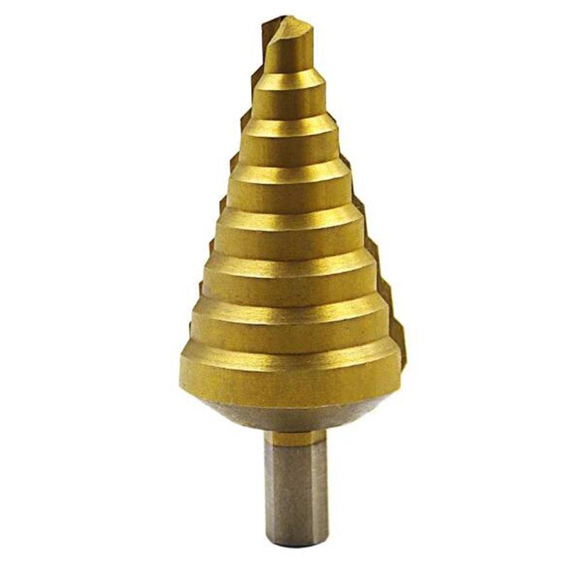 Hss Multiple Hole 8 Sizes 10/15/20/25/30/35/40/45mm Titanium Step Drill Bit 8 Steps Cone Drill Bit Hole Groove Metal Wood Cut