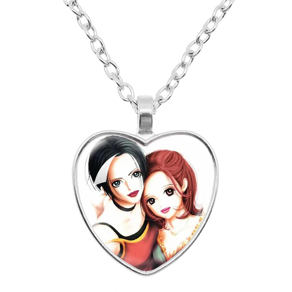 Ai Yazawa Osaki Nana Anime Glass Heart NecklaceDIY Handmade Creative For Women's Birthday Gift Jewelry