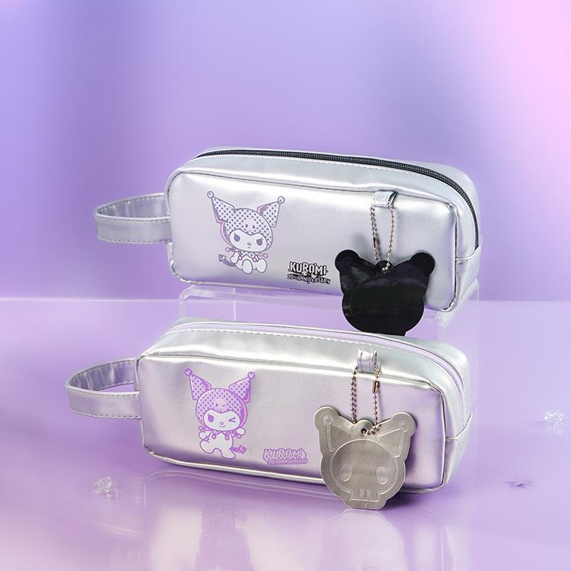 

Sanrio Kuromi Gummy Glitter Pencil Case - Silver Waterproof Handheld Stationery Bag Officially Licensed