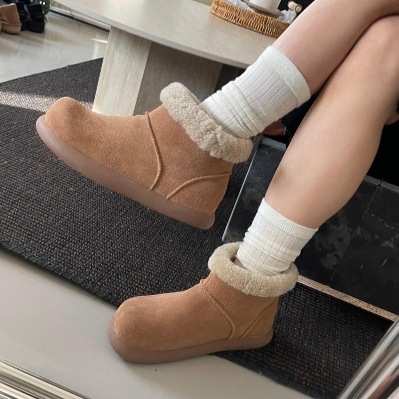 Sangpo snow boots women's 25 winter new small potatoes ugly cute big head short boots thick-soled piled thickened warm cotton shoes