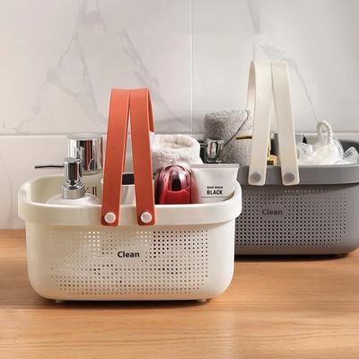Panier de douche portable avec poignée, grande capacité, en plastique, pour divers articles, rangement, égouttoir, accessoires de salle de bain