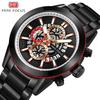 MINI FOCUS Brand Watch Multi-functional Calendar Waterproof Stainless Steel Strap Men Quartz Watches