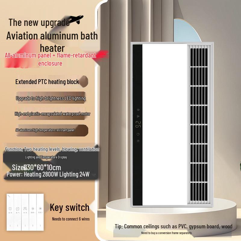 Shenhua Integrated Bathroom Ceiling Heater Fan with Dual Warmth, Lighting, and Exhaust Features