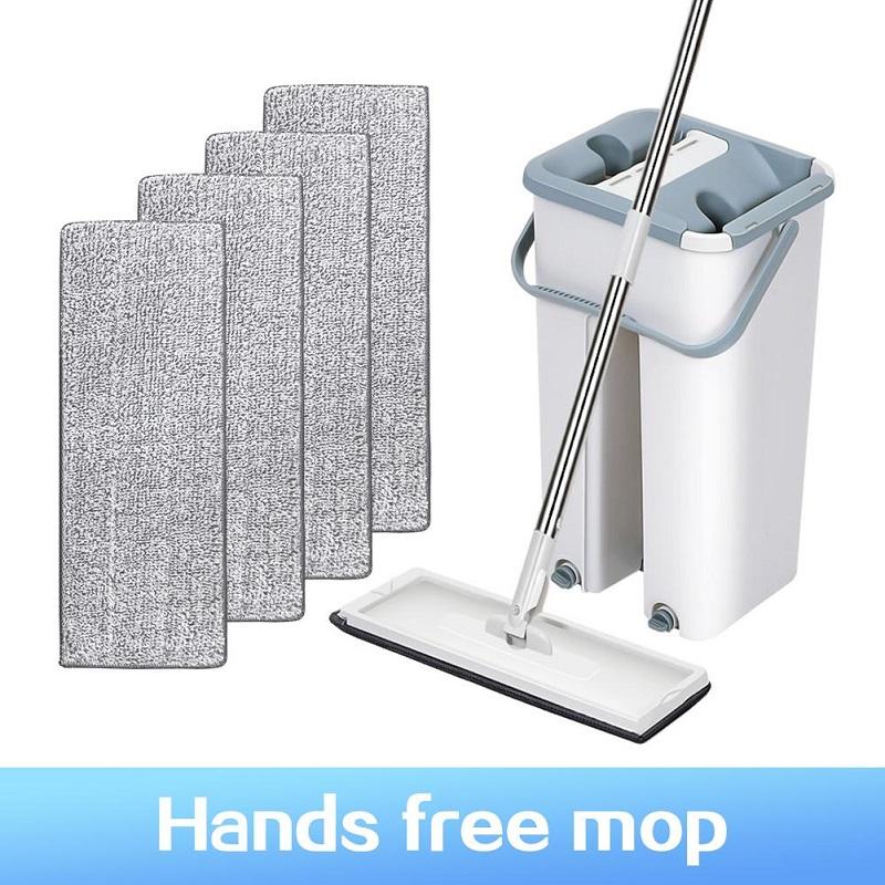 Für faule Menschen, magische Bodenreinigungsmopps, freie Hände, Spin-Reinigung, Mikrofaser-Mopp mit Eimer, flacher Quetsch-Spray-Mopp, Heim- und Küchen-Bodenreinigungswerkzeuge