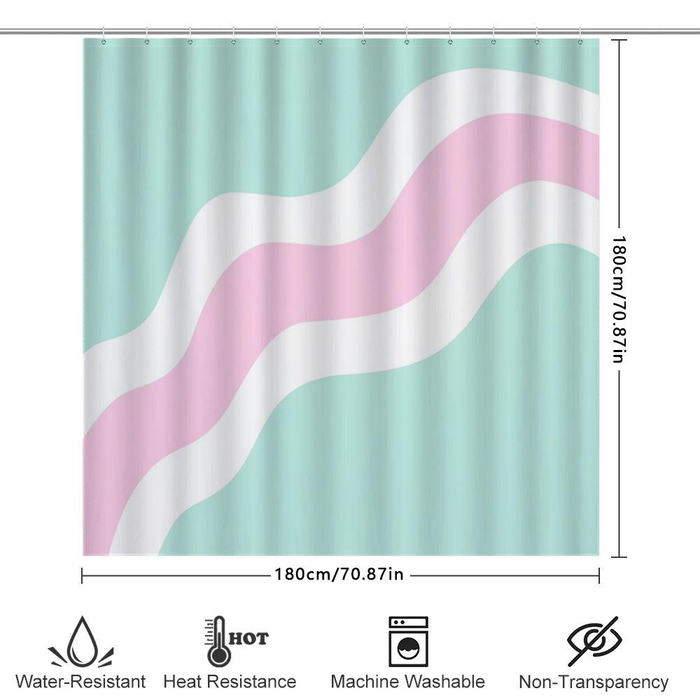 Boho Shower Curtain Set Waterproof Abstract Wave Pattern Fabric Liner Bathroom Decor Modern Farmhouse Coastal Style Chic