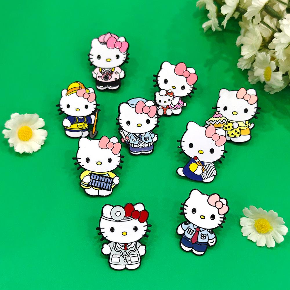Cute KT Cat Brooch: Cartoon Metal Badge & Alloy Pin with Drip Glaze