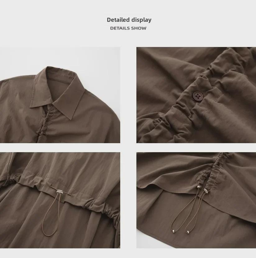 Louvre Autumn Korean Style Drawstring Shirt - Loose Fit Casual Top for Women