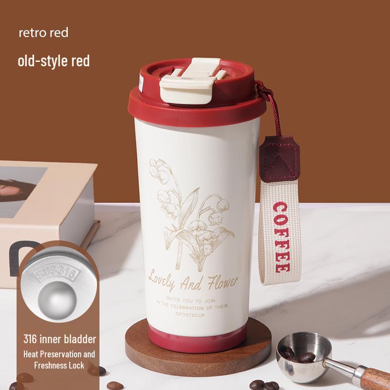 Premium Lily 316 Stainless Steel Insulated Coffee Cup - Simple, Portable, Large Capacity, Customizable