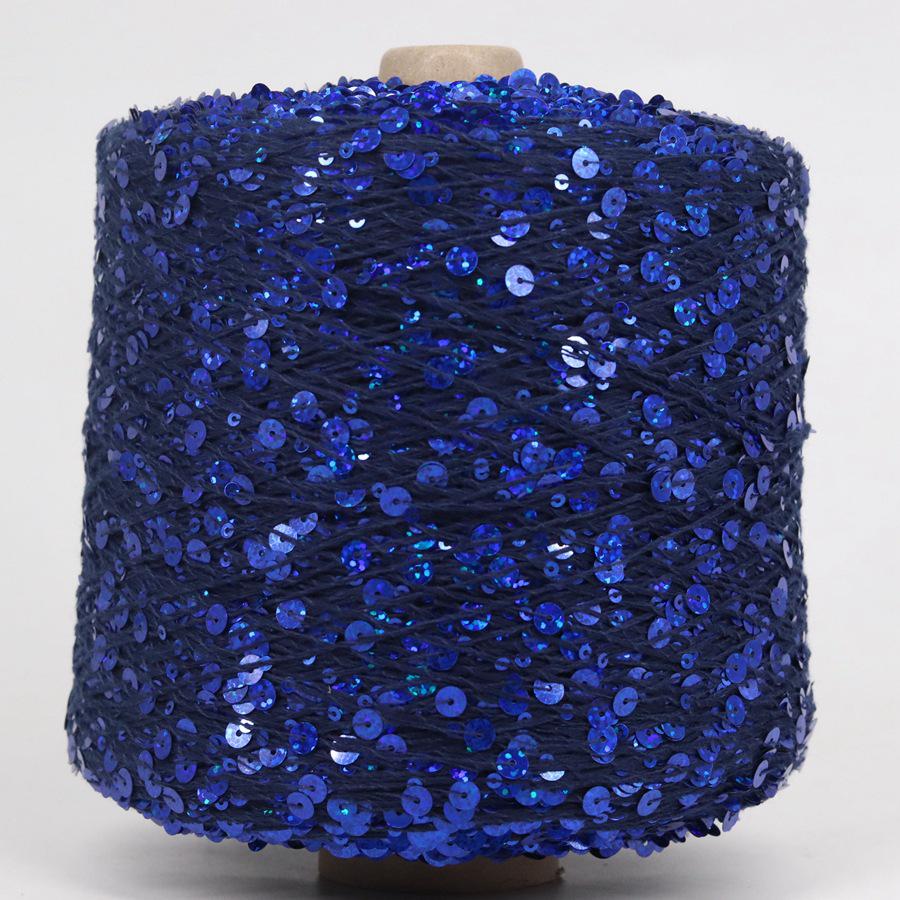 Hand-Knitted Bright Cotton Yarn with Sequins, 3MM+6MM, Combed and Fancy