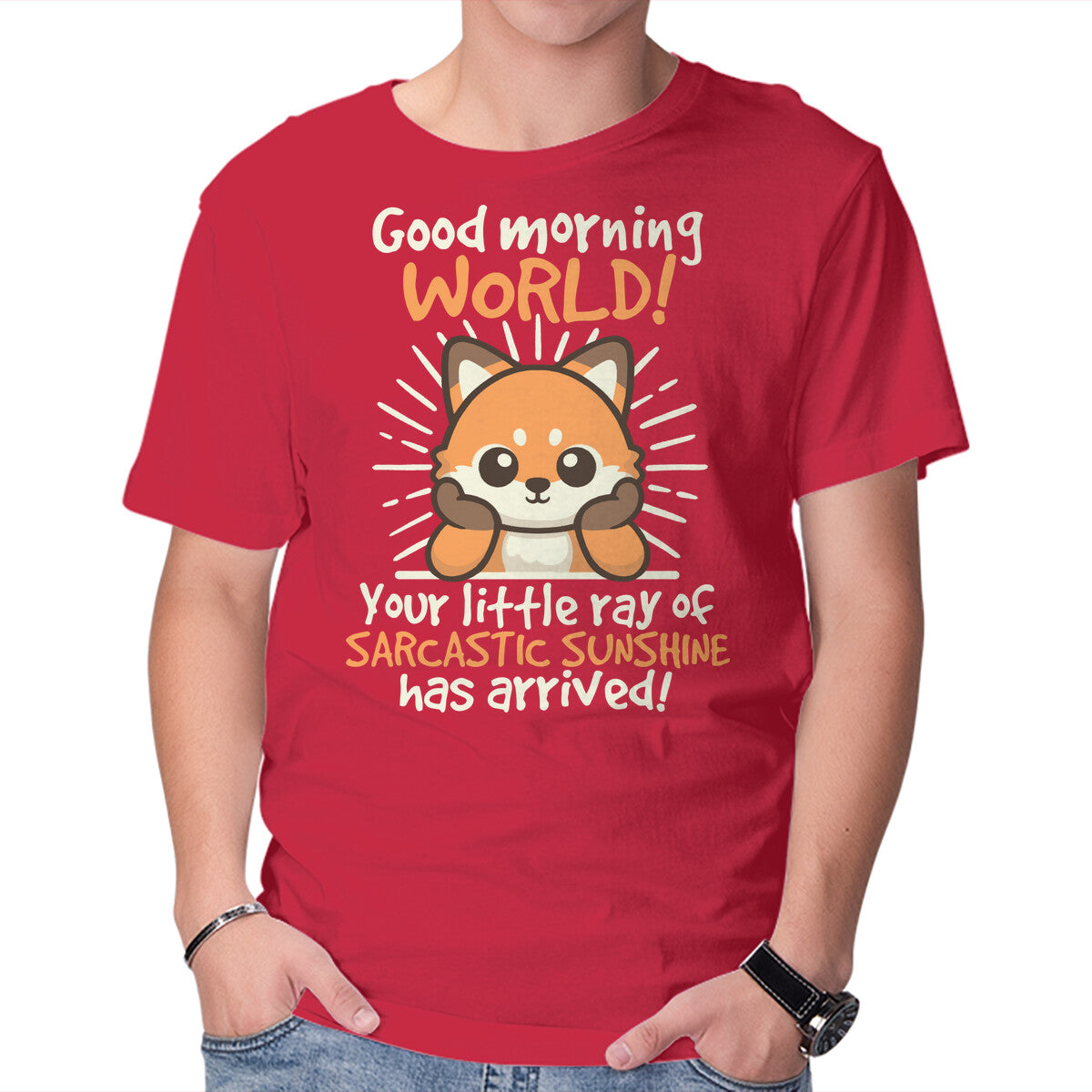 Unisex Crew Neck T-Shirt Fox Sarcastic Sunshine Graphic Short Sleeve Casual Tee XXL
