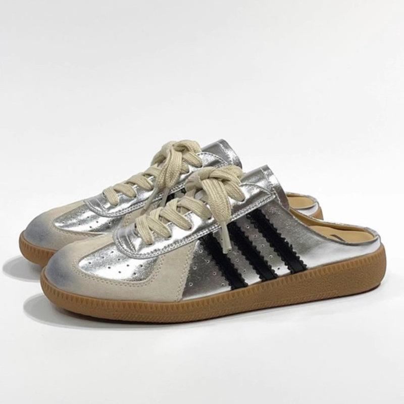 

Баотоу, полутапочки, и летние новые ретро женские толстые подошвы без каблуков и ленивые туфли. 42 серебряный