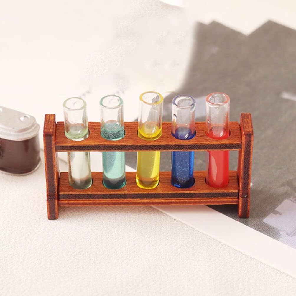 Mini Test Tubes - Furniture Dollhouse Toy Doll House Furniture Miniature Test Tube Model Science Tube Rack Mini Props Small House Accessories