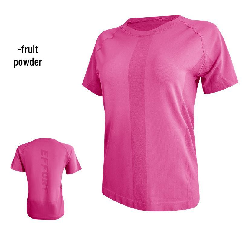 

Женская быстросохнущая бесшовная спортивная футболка - Круглый вырез, Короткий рукав, Летний топ для бега и фитнеса XL