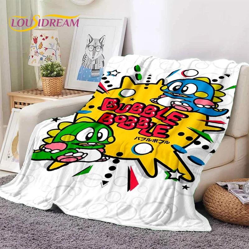 Cartoon Bubble Bobble Puzzle Bobble Retro Game Soft Flannel Blanket for Beds Bedroom Sofa Picnic,Throw Blanket Outdoors Leisure
