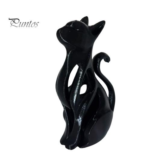 Black Cat Figurine 3D Printed Hollow Figurine, Modern White Kitten Statue, Shape Artistic Animal Sculpture Desk Decoration, Gift for Lovers