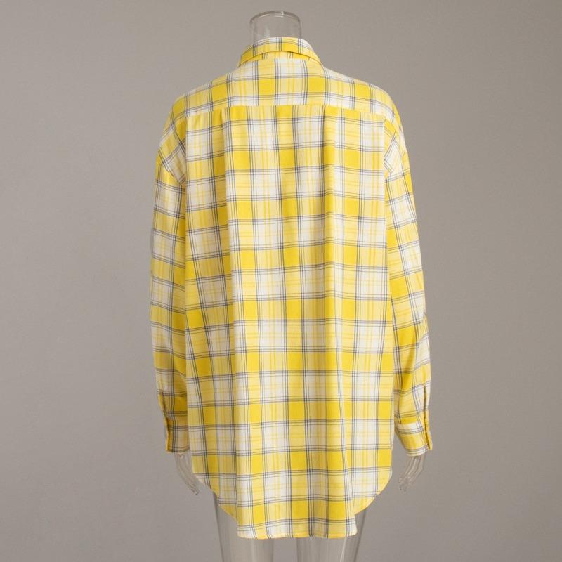 Chemise à carreaux vintage pour femme automne et hiver