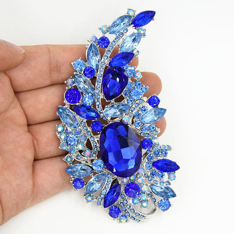 Exquisite Large Leaf Rhinestone Brooch: European  American Luxury Lapel Pin, Scarf Buckle