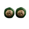 Medieval Vintage Vintage Texture Copper Alloy Greenstone Woven Button Earrings High-End Three-Dimensional Silver Needles, Earrings