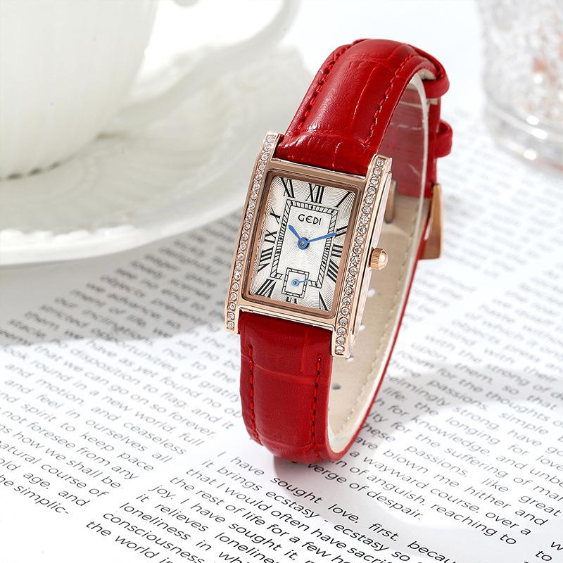 

Женские кварцевые часы Gedi в ретро-стиле, маленький квадратный корпус, с ремешком