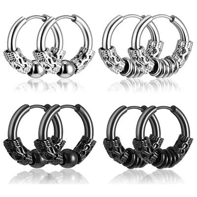 2PC Punk männer Edelstahl Hoop Ohrringe Für Frauen Hip Hop Totem Ohrring Für Männer Ohrringe Gothic Ohr stud Schmuck Party Geschenk