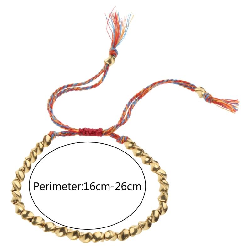 Buddhist Braided Cotton Luck Rope Bracelet Tibetan Copper Bead Bracelet Braided Rope Bracelet Gift for Families Members