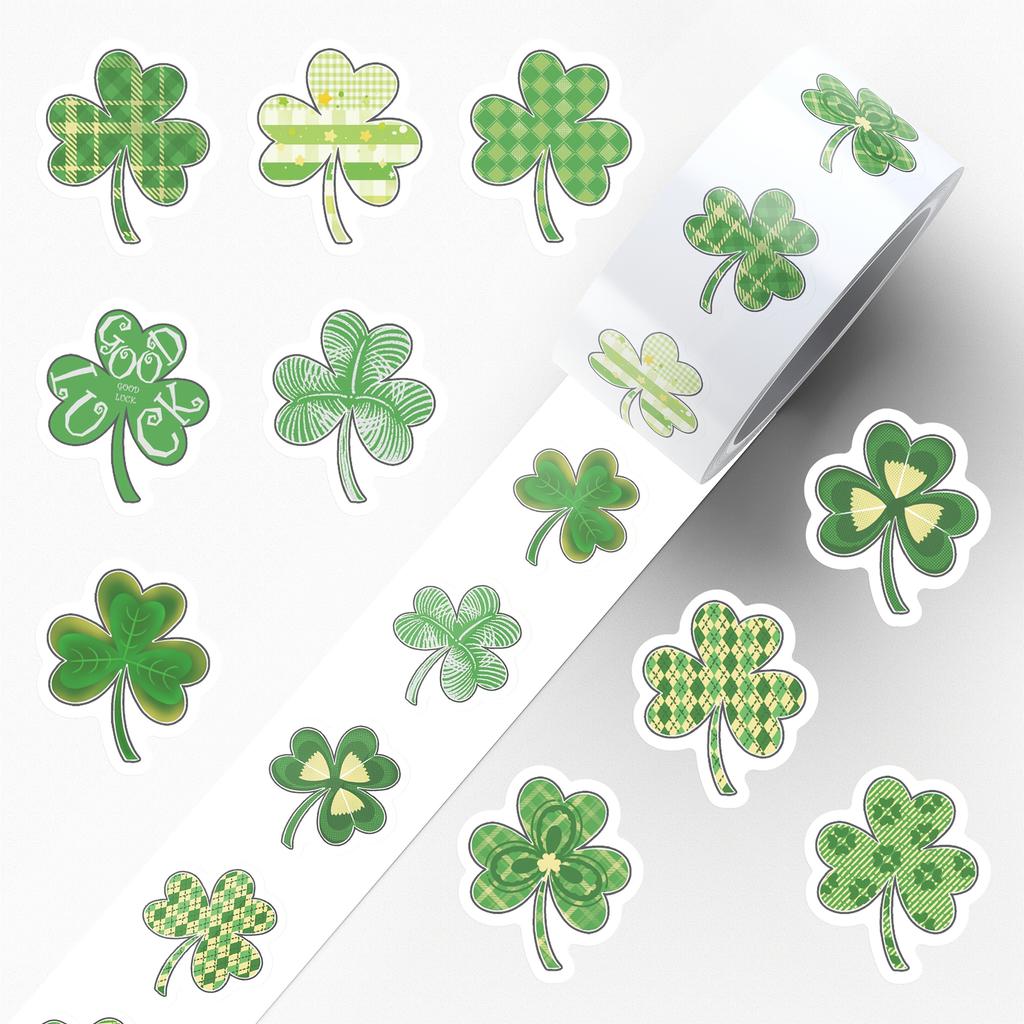 500pcs Four-Leaf Clover St. Patrick's Day Roll Stickers Phone Scrapbook Luggage Guitar Helmet DIY Graffiti Aesthetic Decals