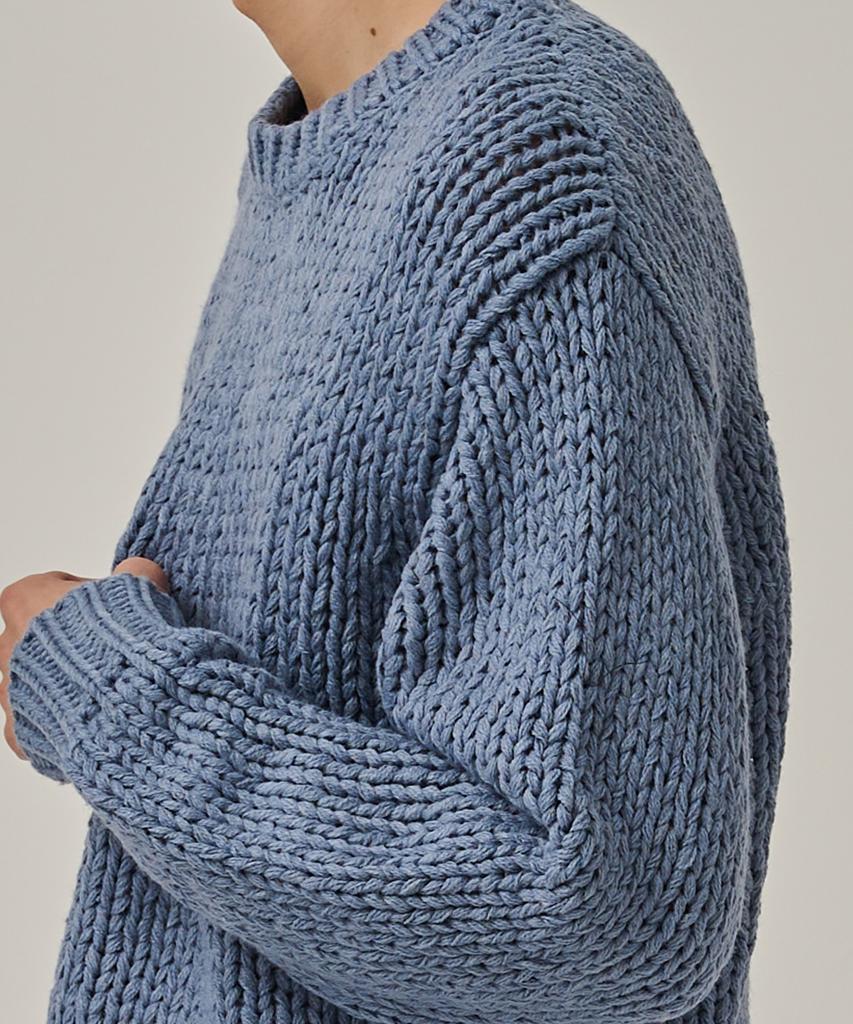 ANALOG MOOD Heavy Warm Round Pullover Knit (Blue)