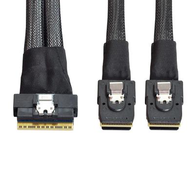 Chenyang Câble CY 8i Ultraport Slimline SAS Slim vers Double Mini SAS SFF-8654 74 Broches PCI-E 4.0 SFF-8087, PCI-Express