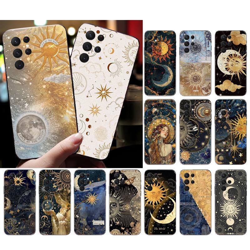Moon and Sun Aesthetic Phone Case For Samsung Galaxy S25 S24 S23 S22 S21 Ultra S24 S23 S22 S21 S25 Plus S24 S25 FE