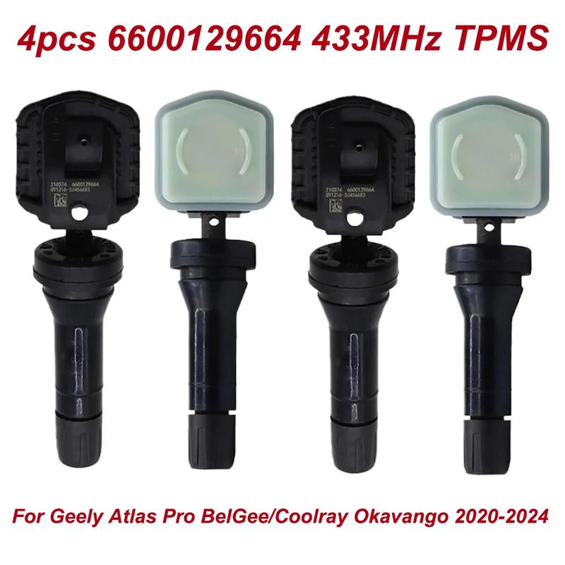 4pcs Tire Pressure Sensor 6600129664 TPMS 433MHz For Geely Atlas Pro BelGee/Coolray Okavango Tire Pressure Monitoring Sensor