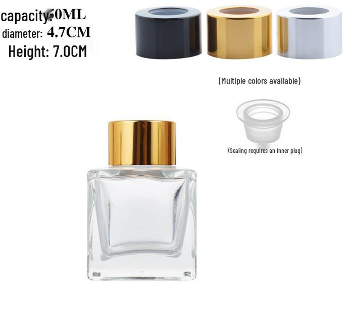 Transparent Square Glass Aroma Diffuser Bottle for Essential Oils and Perfumes