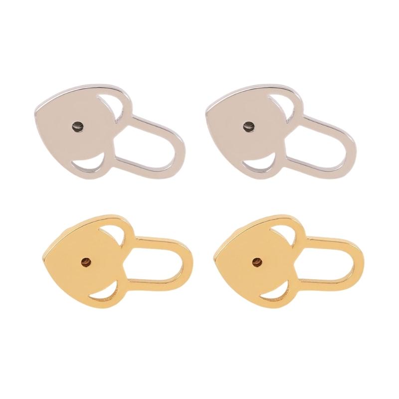 Heart Earring Lifter Backs 4 Piece Set, Decorative Support Back for Droopy Post Earrings, 1.6Cm, Daily Outfit Wear