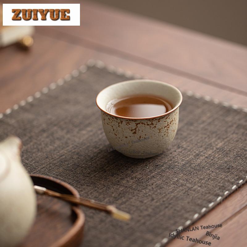 80ml Coarse Pottery Teacup Vintage Tea Bowl Beautiful Tea Cup Tea-tasting Personal Cup Chazhan Master Cups Cafes Decoration