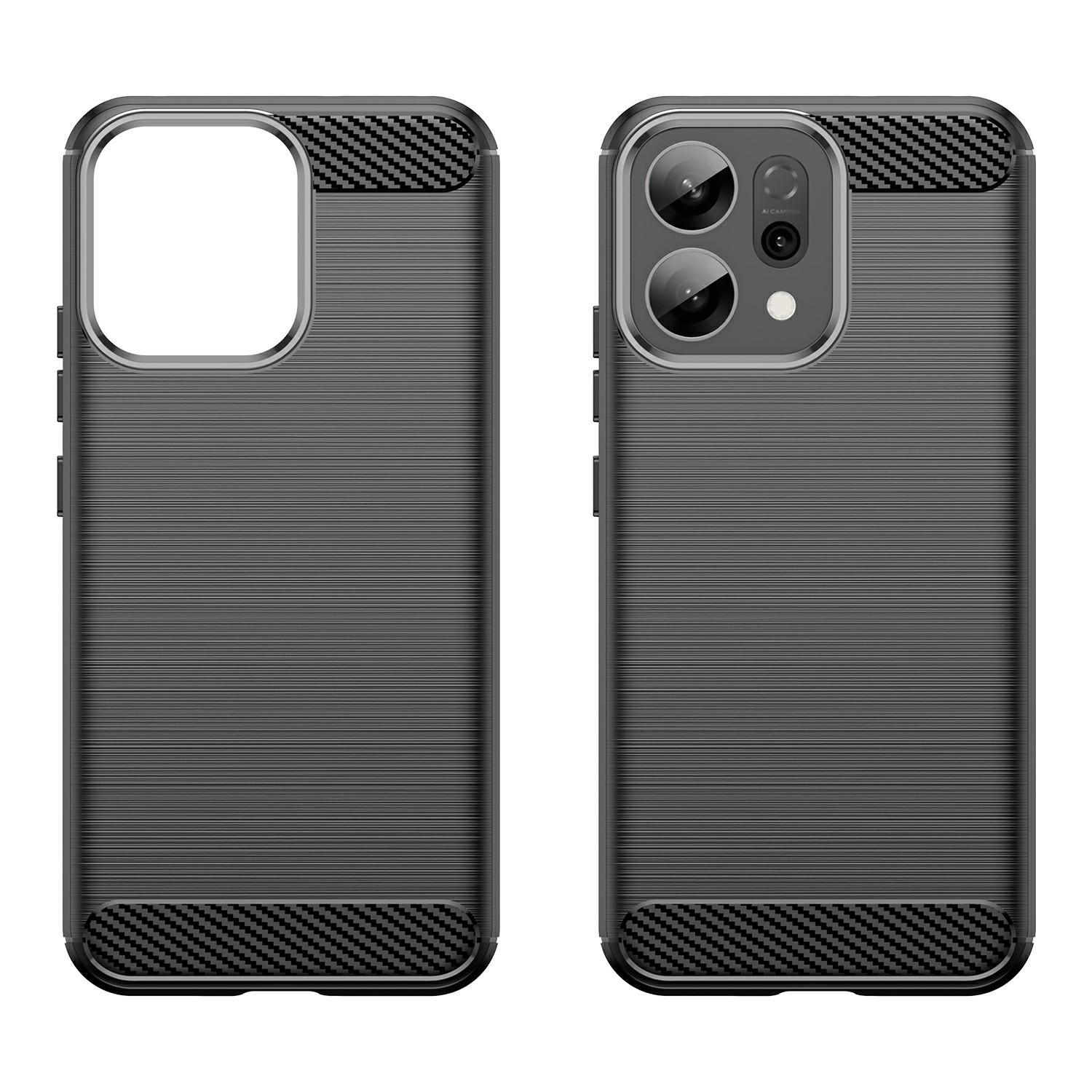 

For Oppo Reno14 5G (Global)/14F 5G Case Protective Phone Cover Carbon Fiber Texture Brushed Black